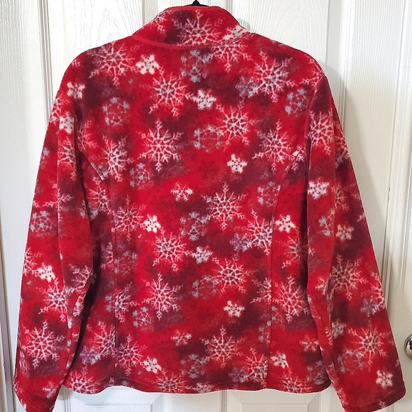 LL Bean Red Snowflake Fleece Pullover Jacket Women's Size 1X - Picture 3 of 7